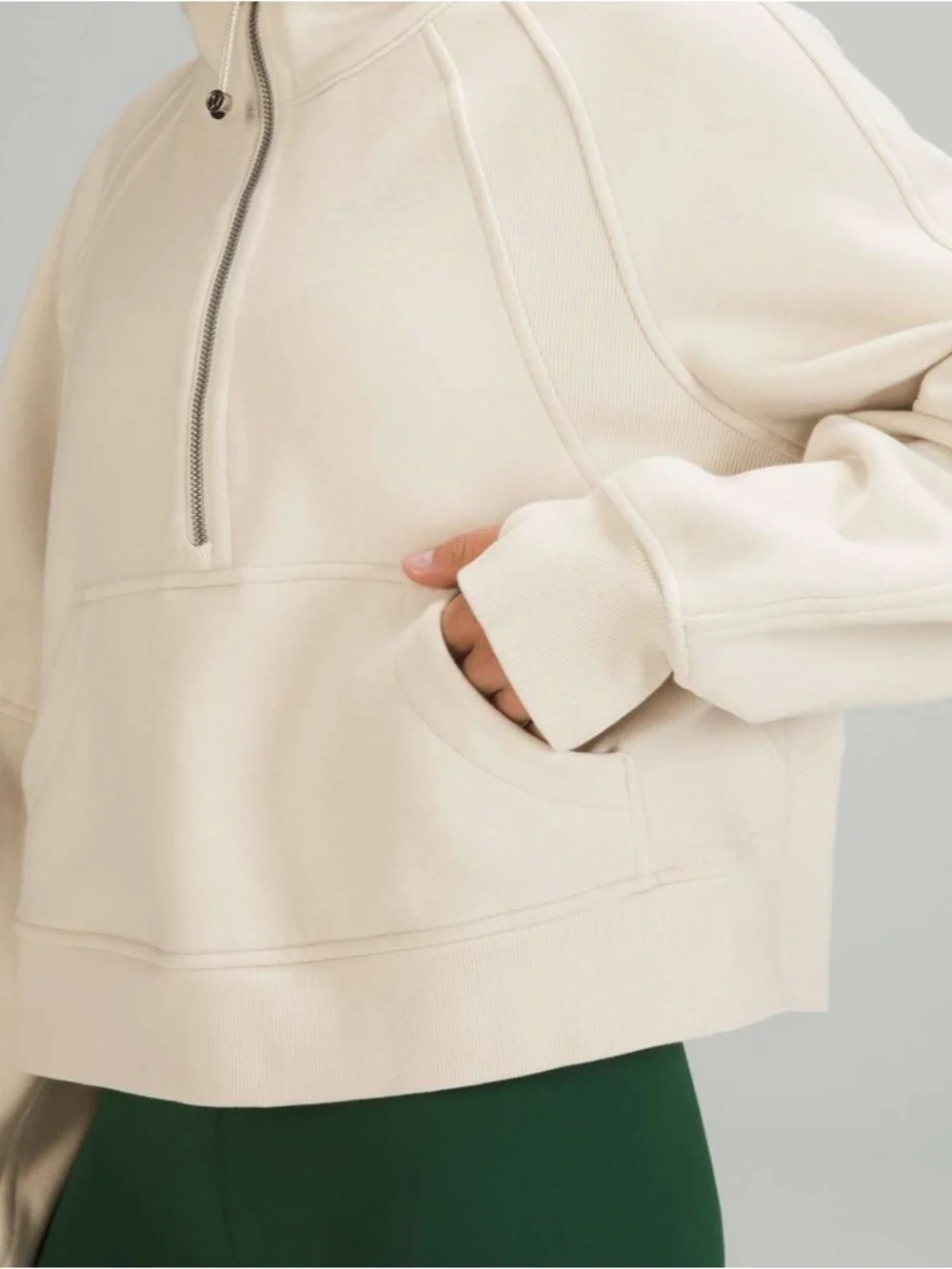 Lululemon Scuba Oversized Half-Zip Hoodie White Opal  Off-White Cream Beige M/L